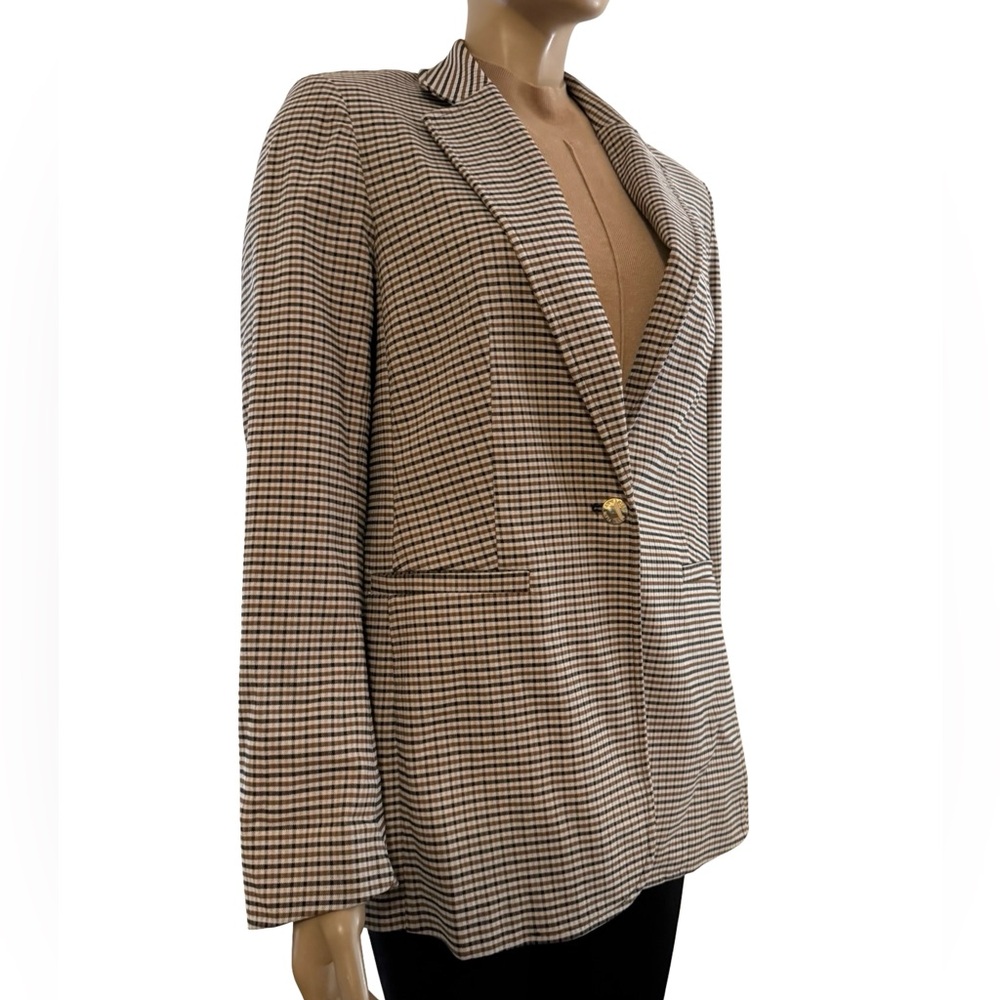 Anne Klein Brown and Black Plaid Blazer Jacket Medium NWOT Lightweight